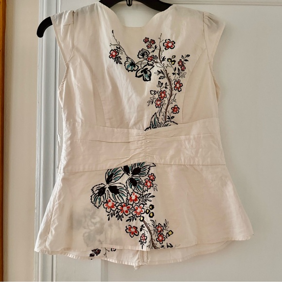Anthropologie Floreat Embroidered Ruffle Blouse - Picture 3 of 9